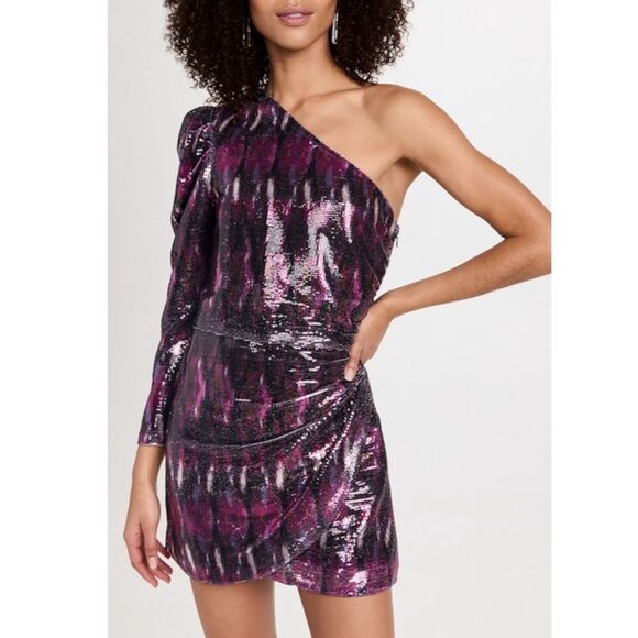 MISA Revolve Nova One-Shoulder Sequin Mini Dress, Purple, NWT, Size M - Picture 16 of 16